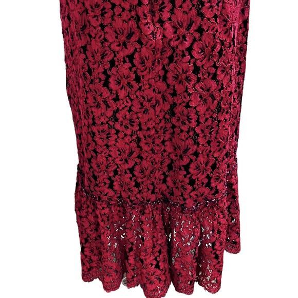 Alexia Admor Womens Floral Lace Sheath Peplum Hem Sleeveless Red Dress sz XL - Picture 9 of 14